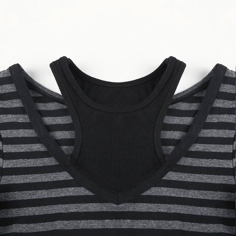 Striped long sleeve knitted patchwork top