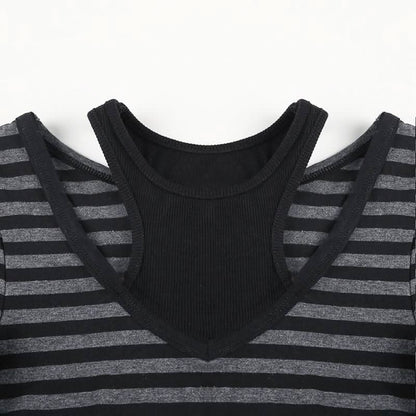 Striped long sleeve knitted patchwork top