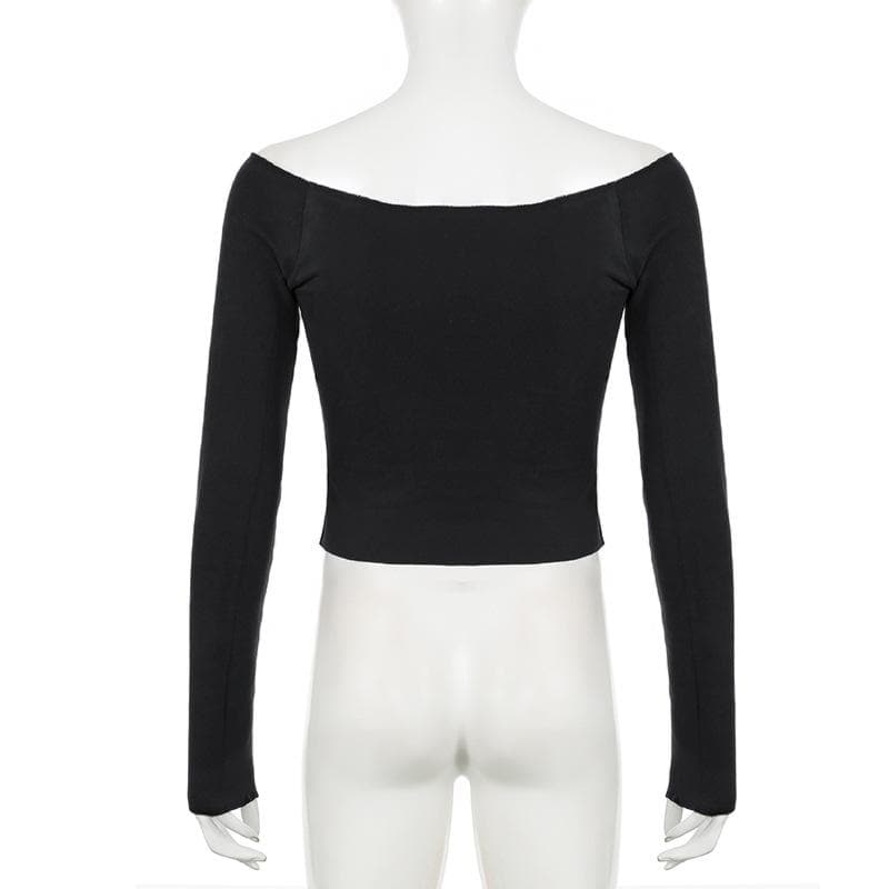 Long sleeve off shoulder solid top
