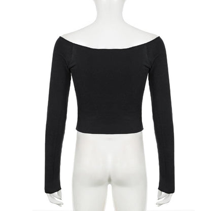 Long sleeve off shoulder solid top