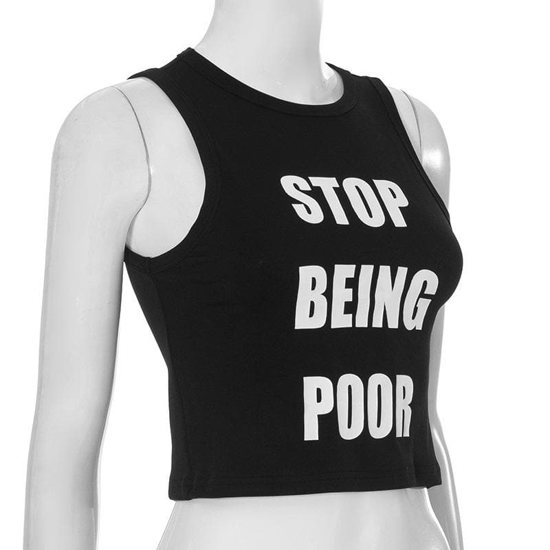 Crewneck contrast letter print tank top