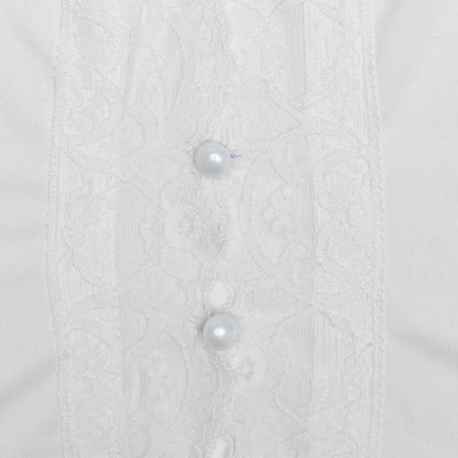Long sleeve deep V neck lace hem hollow out cut out top