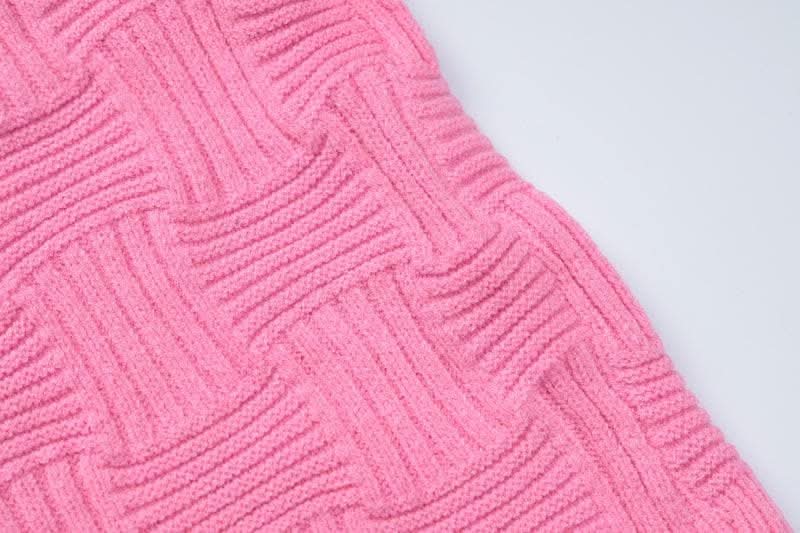 Hollow out knitted backless self tie solid textured tube cut out maxi dress-final-sale