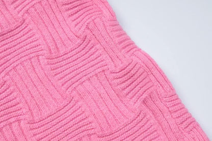 Hollow out knitted backless self tie solid textured tube cut out maxi dress-final-sale