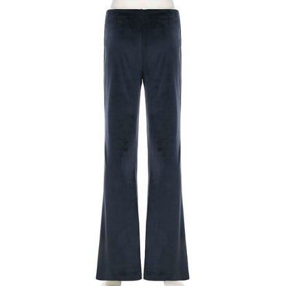 Velvet beaded self tie low rise pant