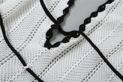 Halter v neck backless self tie knitted maxi dress