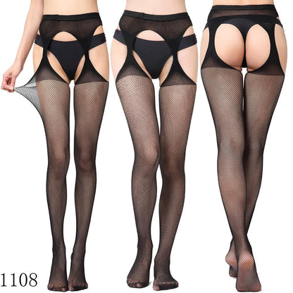 High waist suspender fishnet garter tights pantyhose
