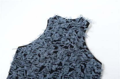 Crewneck textured contrast mini dress