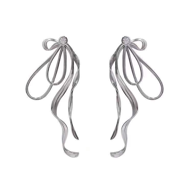 Rhinestone solid bowknot stud earrings