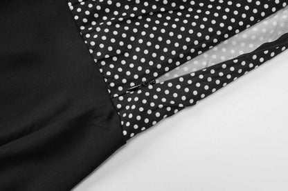 Halter polka dot print backless maxi dress-final-sale