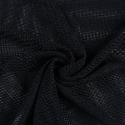 Flared sleeve o ring sheer mesh lace up shrug high neck top