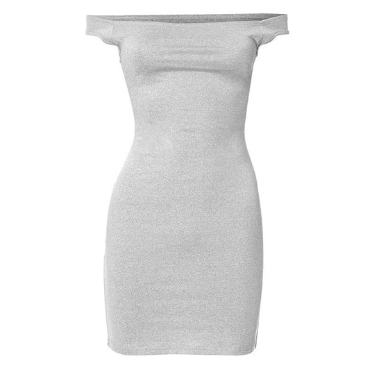 Off shoulder solid backless mini dress