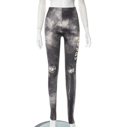 Tie dye contrast long sleeve gloves zip-up pant set