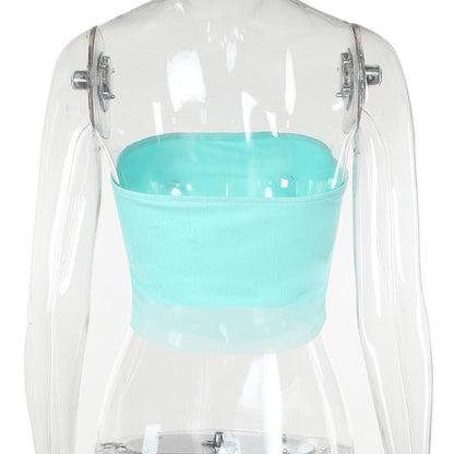 Flower applique mesh patchwork tube top