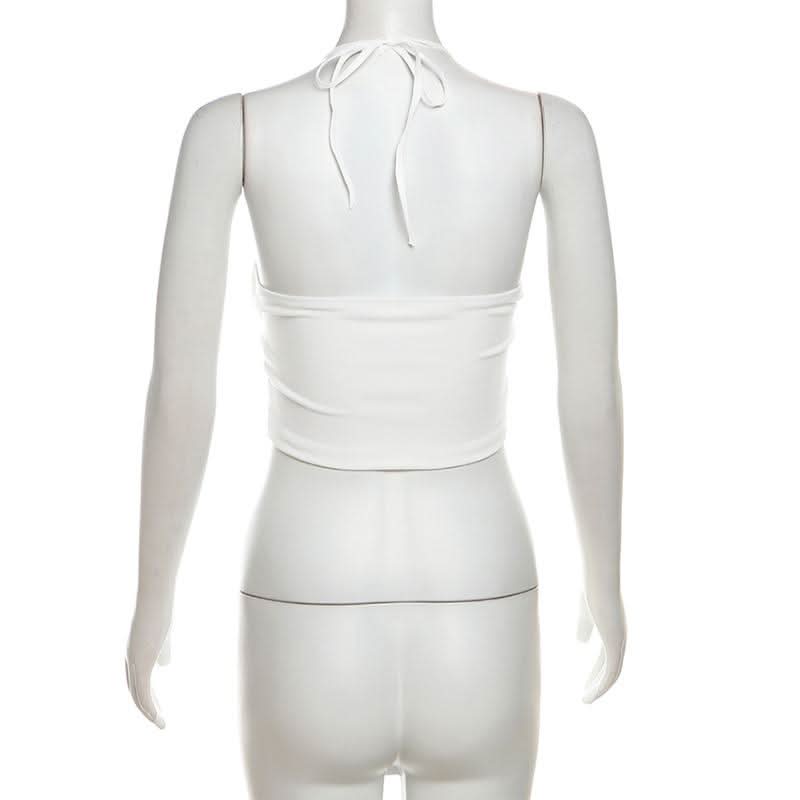 Halter beaded backless solid top