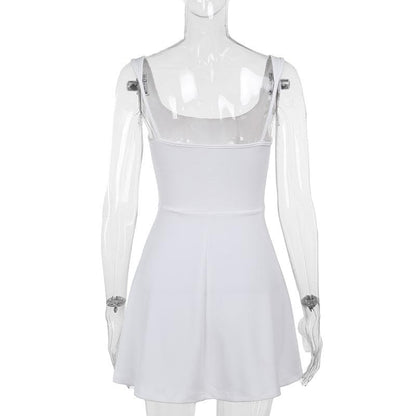 U neck bustier solid backless cami mini dress
