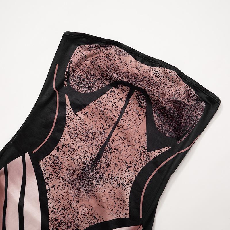 High slit butterfly print tube maxi dress