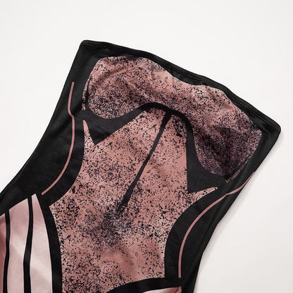 High slit butterfly print tube maxi dress