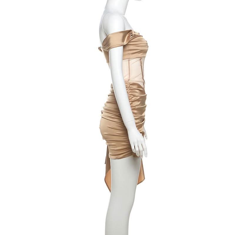 Off shoulder ruched corset mini dress