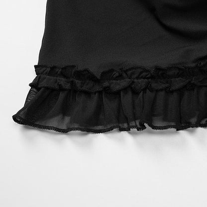 Ruffle hollow out ruched backless cami cut out mini dress