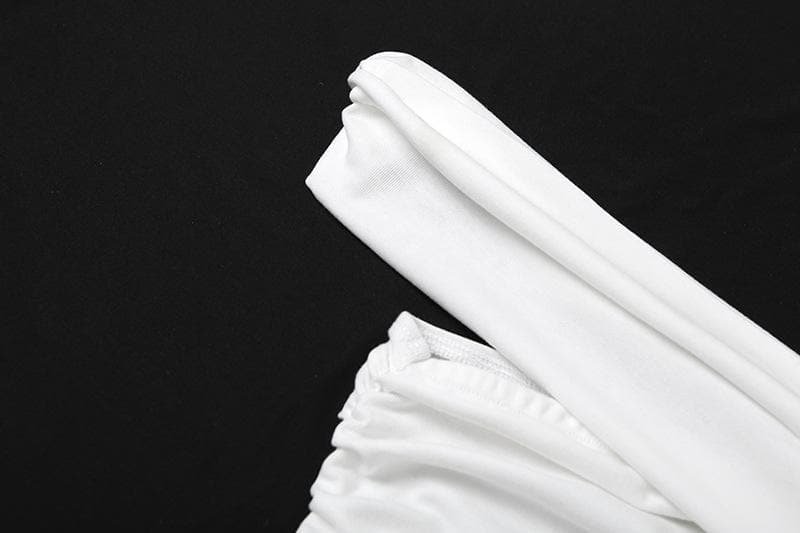 Irregular off shoulder ruched solid top