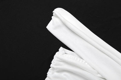 Irregular off shoulder ruched solid top