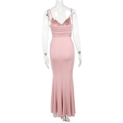 Rose applique ruched ruffle cami midi dress