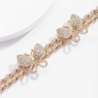 Rhinestone Decor Butterfly Charm Anklet