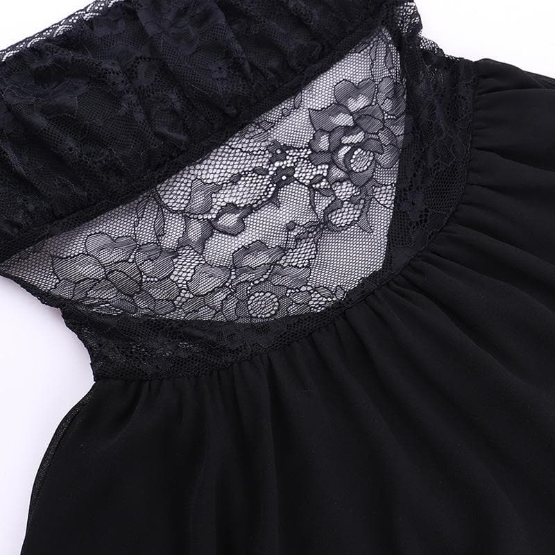 Patchwork lace ruched backless cami mini dress