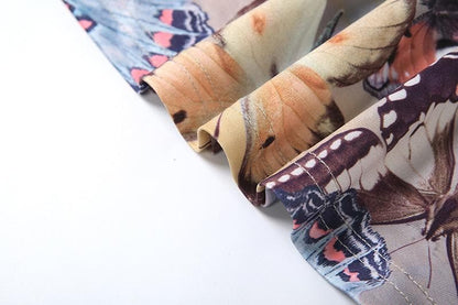 U neck metal chain butterfly print cami maxi dress