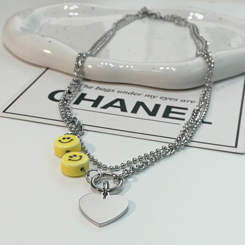 Heart pendant o ring layered necklace