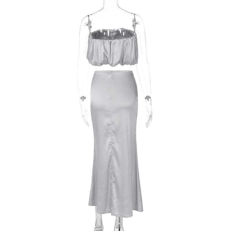Ruched backless zip-up tube midi dress