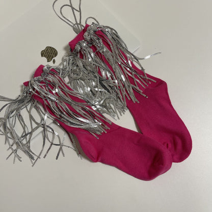 Tassels glitter contrast socks