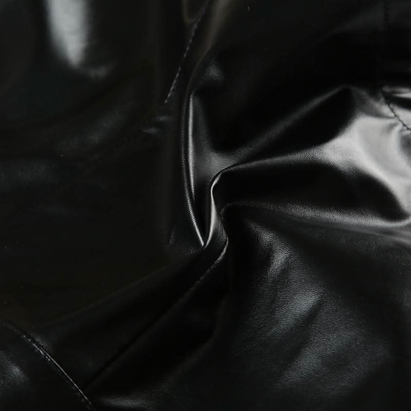 PU leather lace up short pant