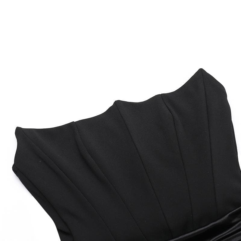Ruched solid tube backless bustier mini dress