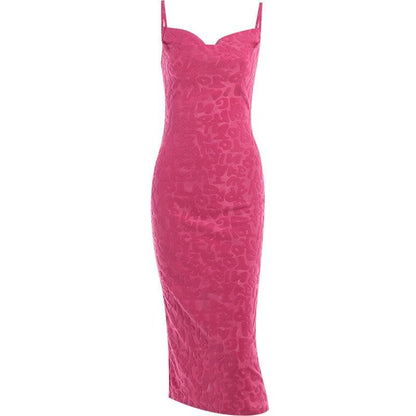 Sweetheart Neck Spaghetti Strap Embossed Letter Texture Bodycon Midi Dress