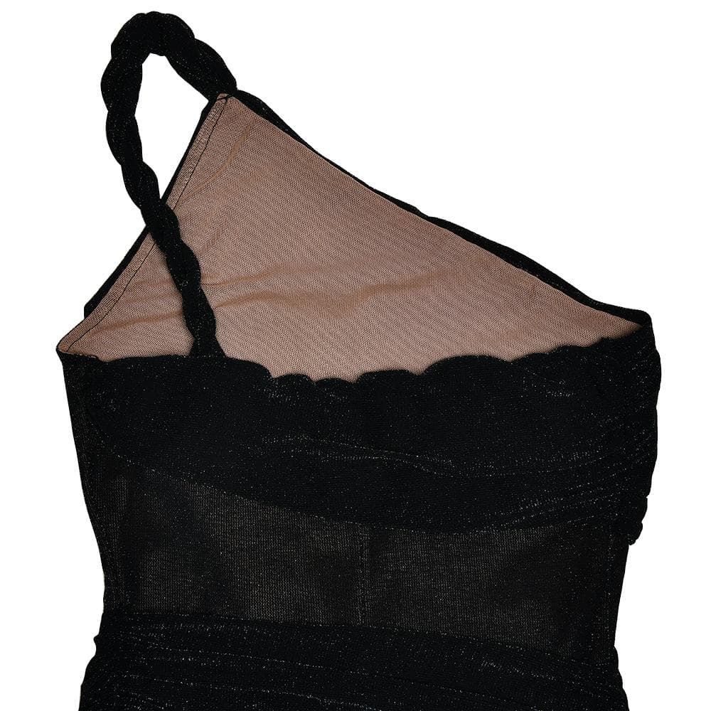 One shoulder irregular patchwork slit cami maxi dress