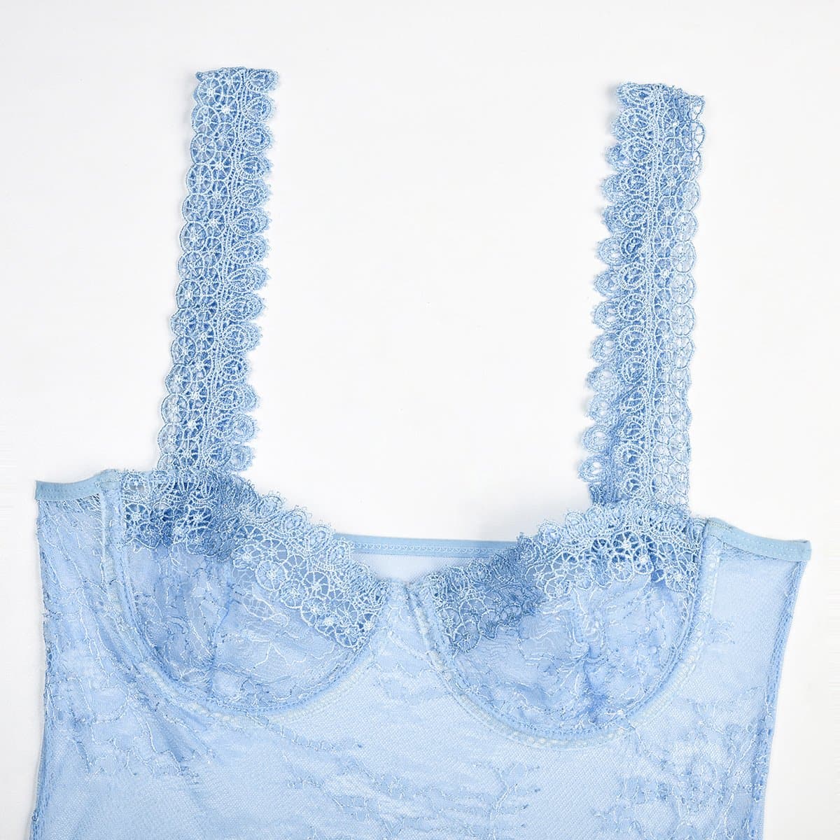 Sheer lace see through backless cami bodysuit