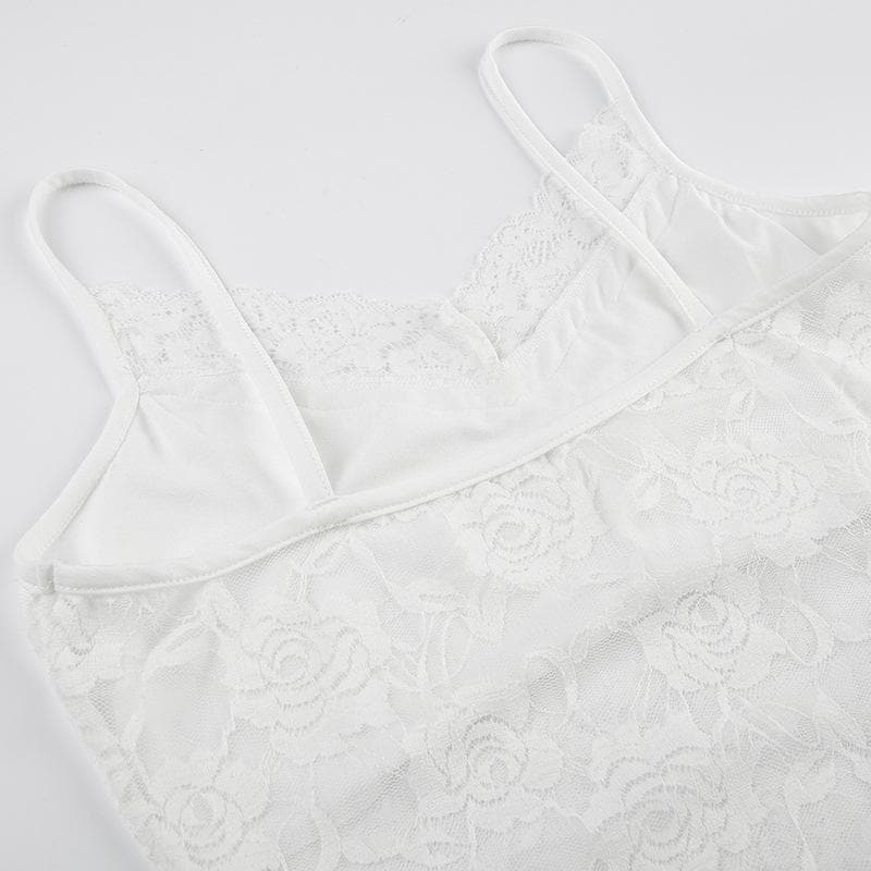 V neck lace backless cami top