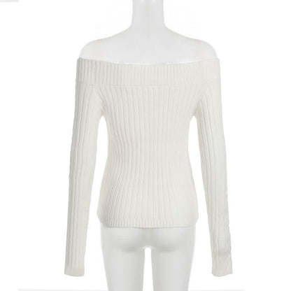 Off shoulder long sleeve sweater top