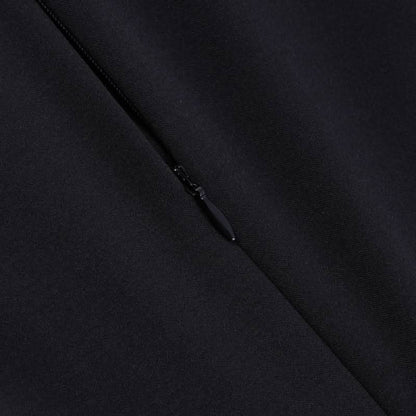 Long sleeve crewneck button applique zip-up midi dress