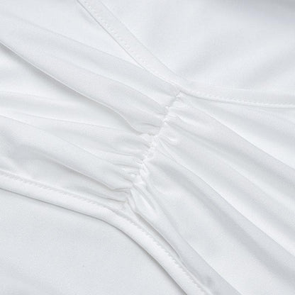Ruffle ruched slit backless tube midi dress