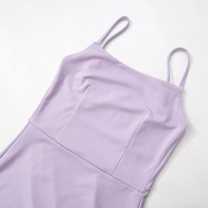 U neck ruffle backless cami maxi dress