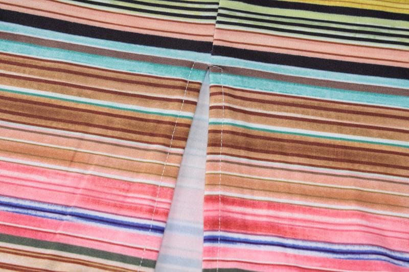 One shoulder contrast striped hollow out slit cut out maxi dress