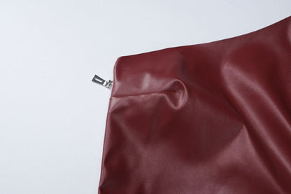 PU leather one shoulder gloves top