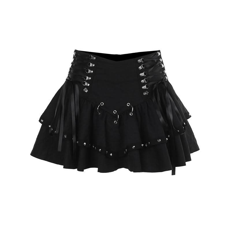 Lace up self tie o ring mini skirt