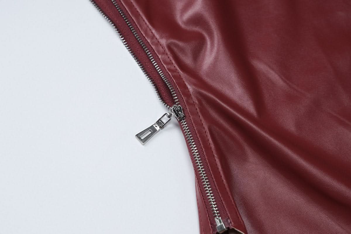 PU leather one shoulder gloves top