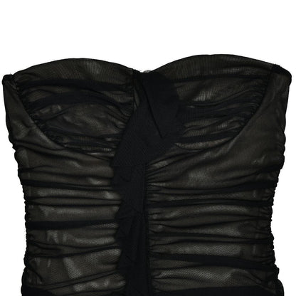 Sweetheart neck ruched ruffle tube midi dress