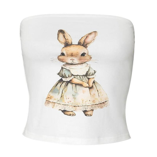 Backless squirrel pattern contrast tube top