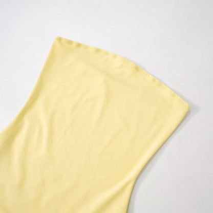 High slit ruched backless solid tube maxi dress